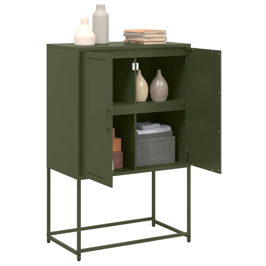 Buffet haut vert olive 68,5x38,5x107 cm acier