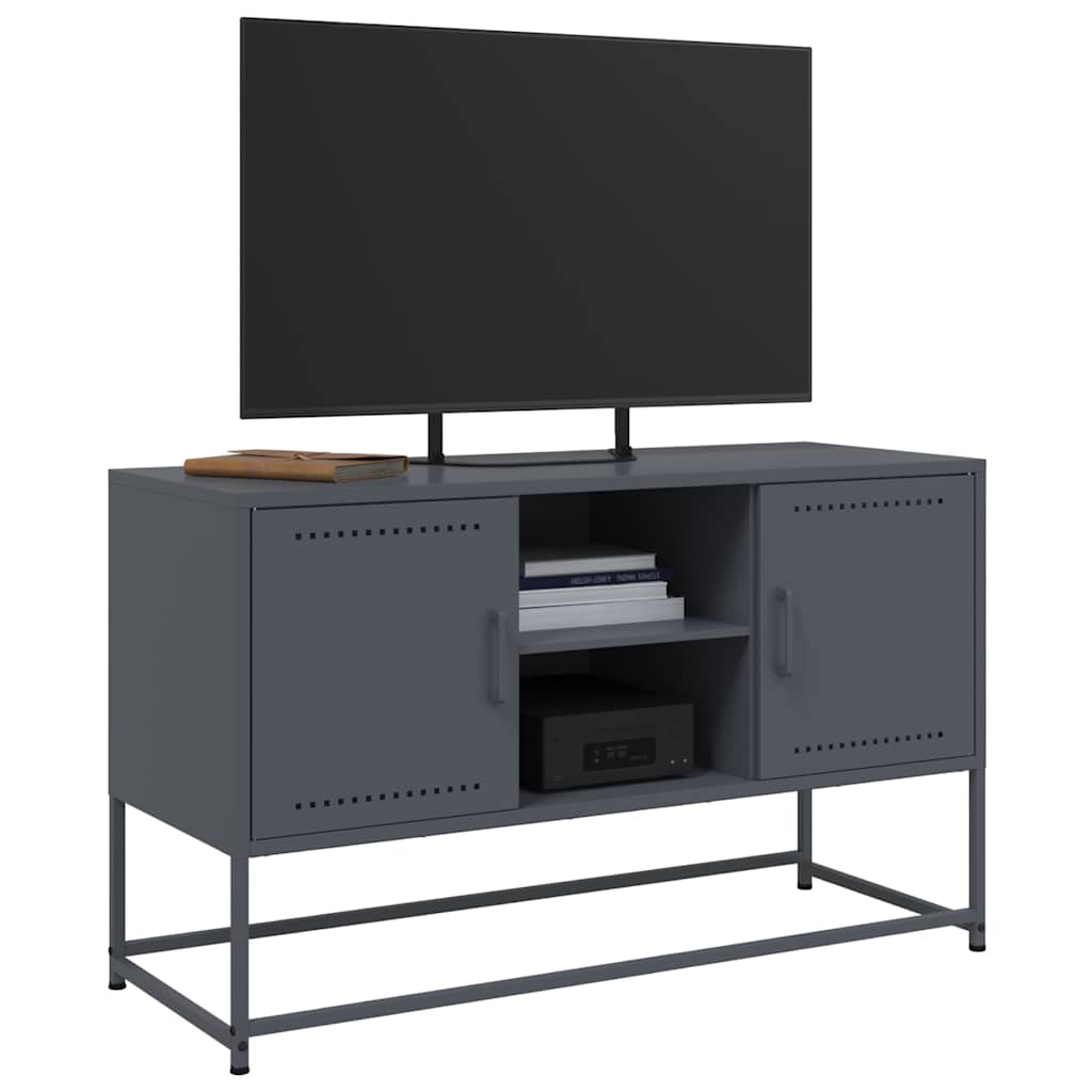 Meuble TV anthracite 100,5x39x60,5 cm acier