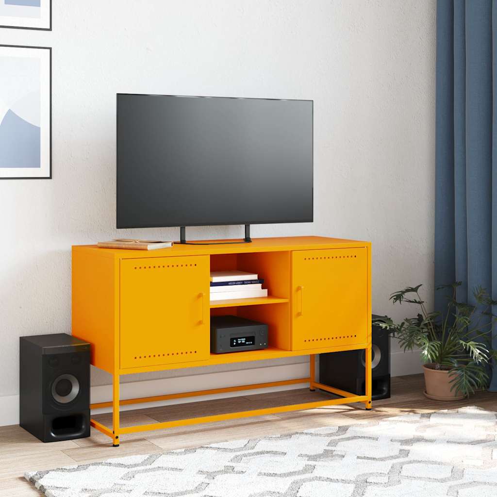 Meuble TV jaune moutarde 100,5x39x60,5 cm acier