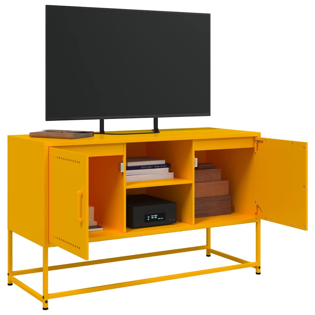 Meuble TV jaune moutarde 100,5x39x60,5 cm acier