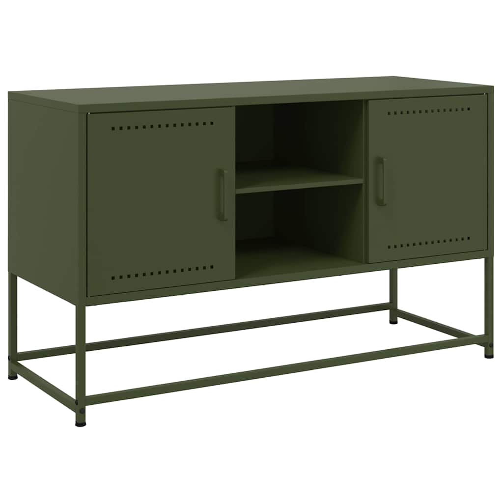 Meuble TV vert olive 100,5x39x60,5 cm acier