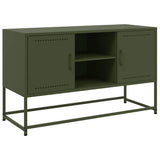 Meuble TV vert olive 100,5x39x60,5 cm acier