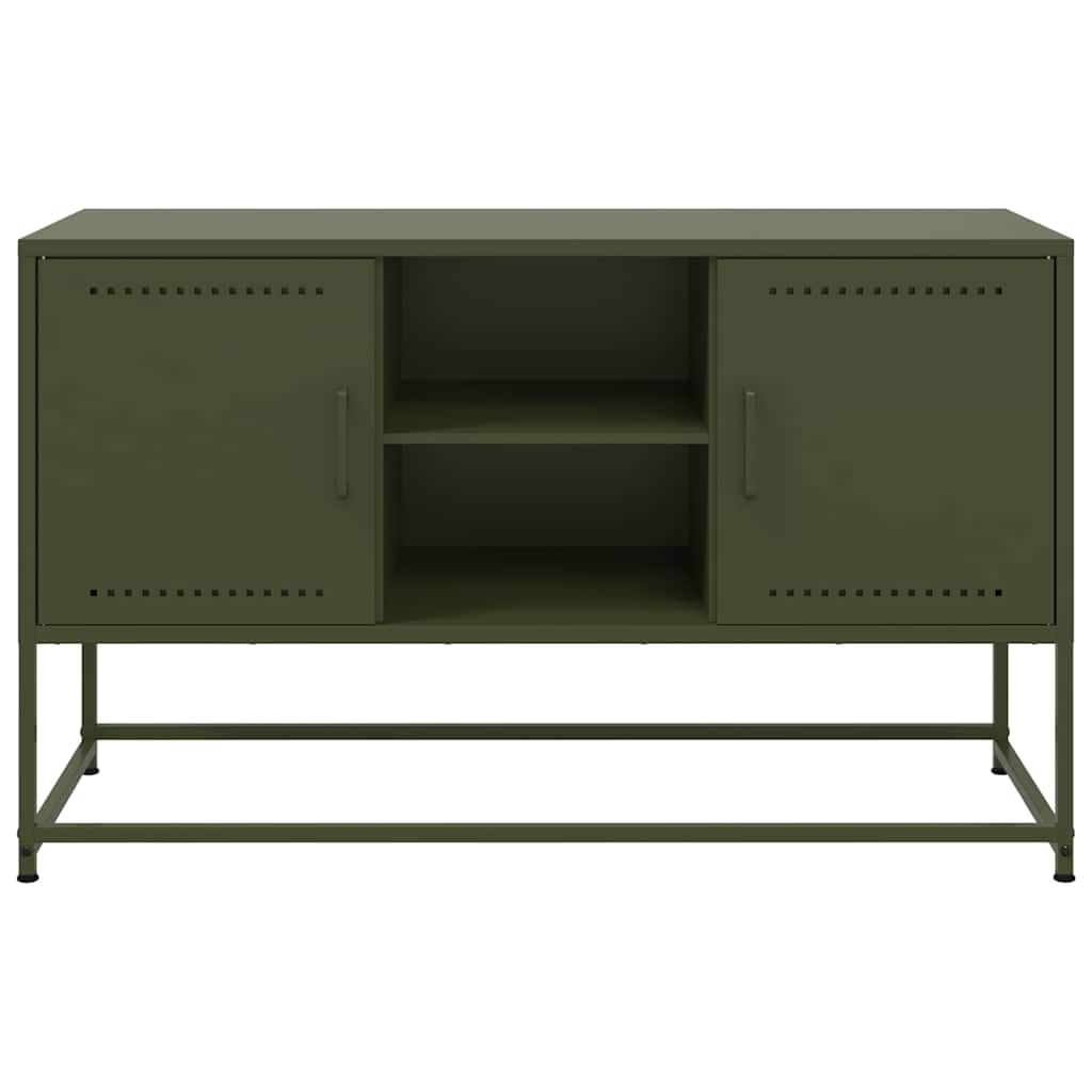 Meuble TV vert olive 100,5x39x60,5 cm acier