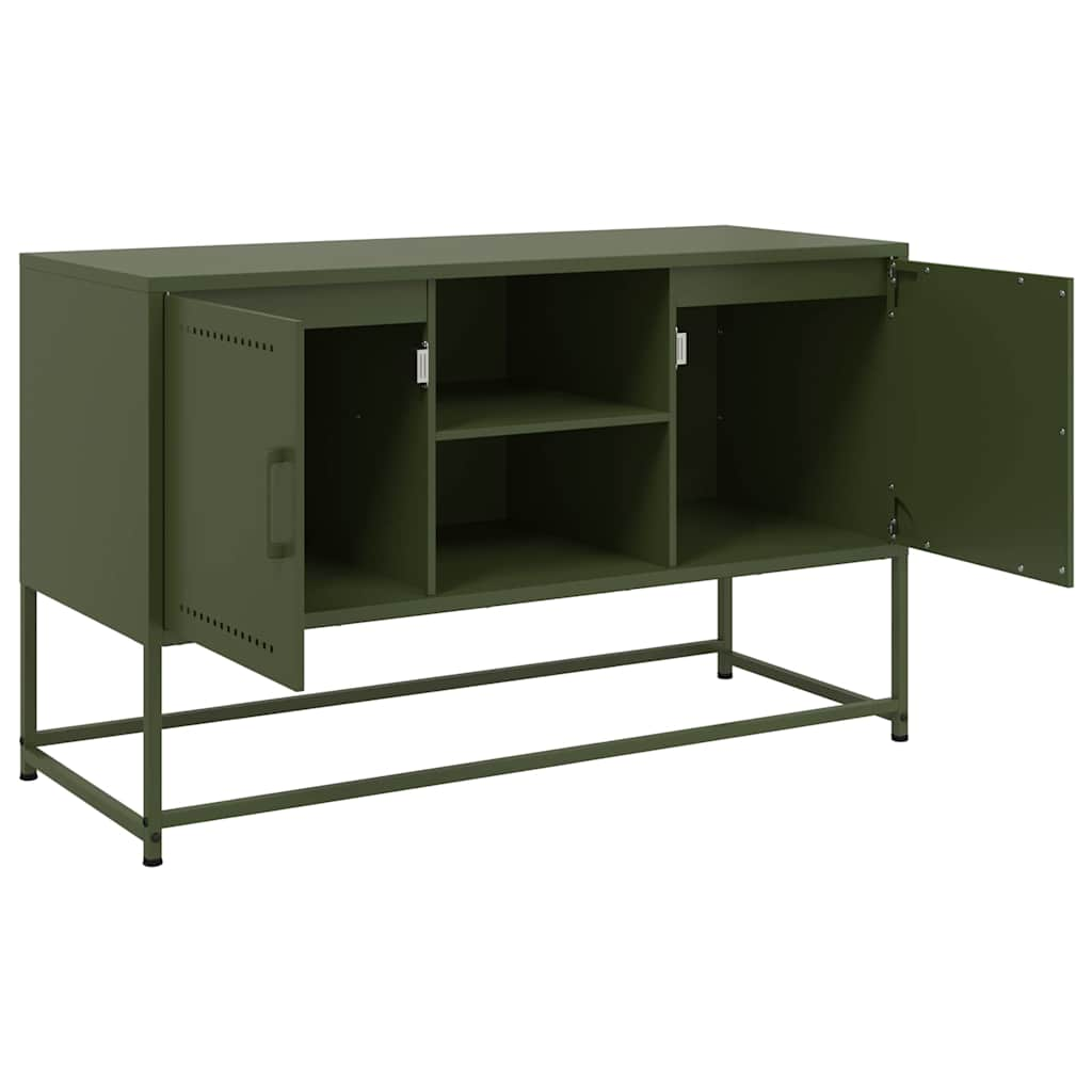 Meuble TV vert olive 100,5x39x60,5 cm acier