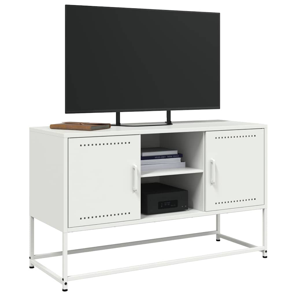 Meuble TV blanc 100,5x39x60,5 cm acier