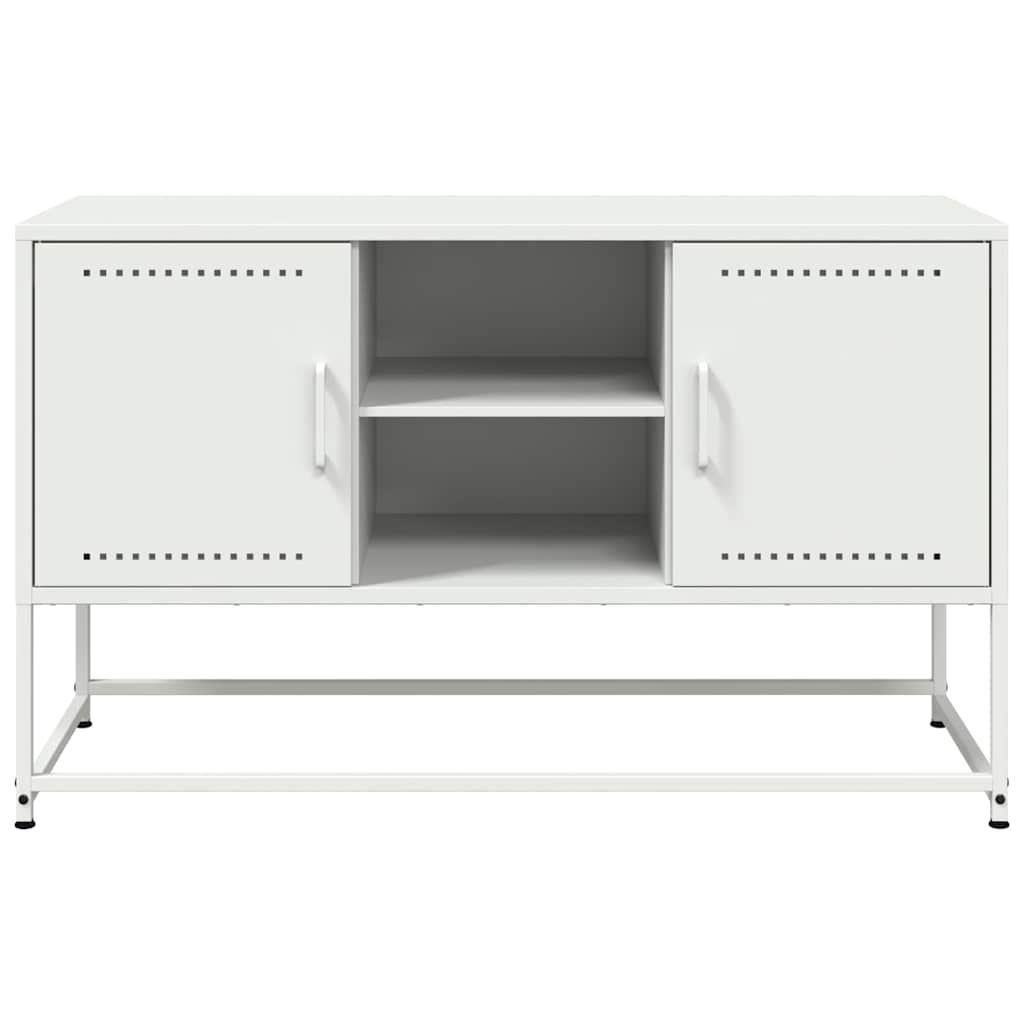 Meuble TV blanc 100,5x39x60,5 cm acier