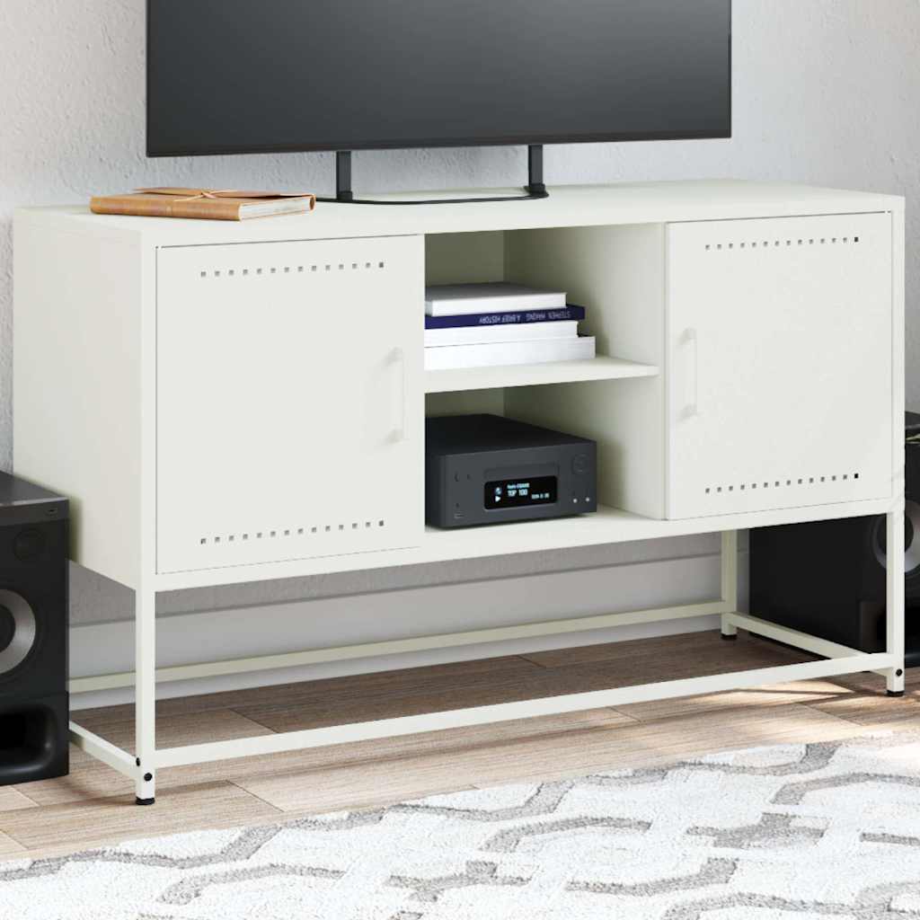 Meuble TV blanc 100,5x39x60,5 cm acier