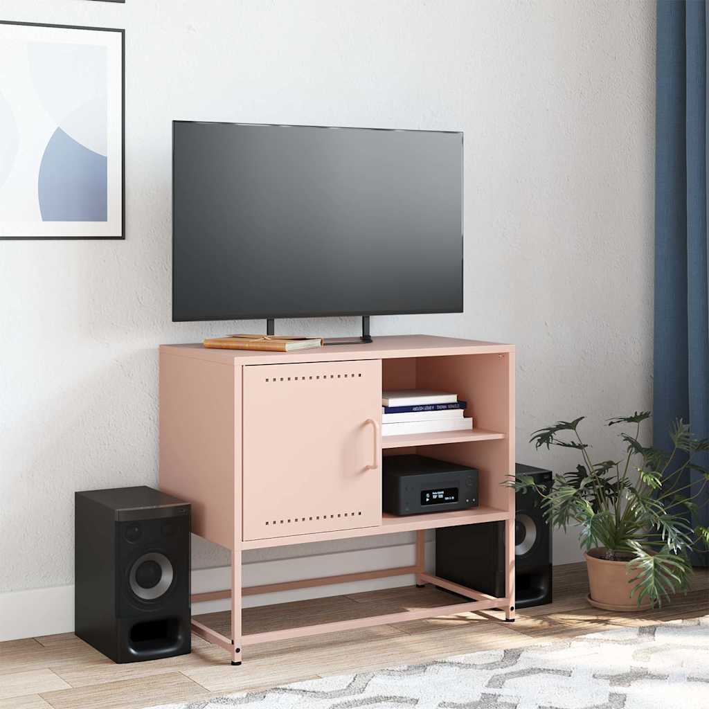 Meuble TV rose 68x39x60,5 cm acier