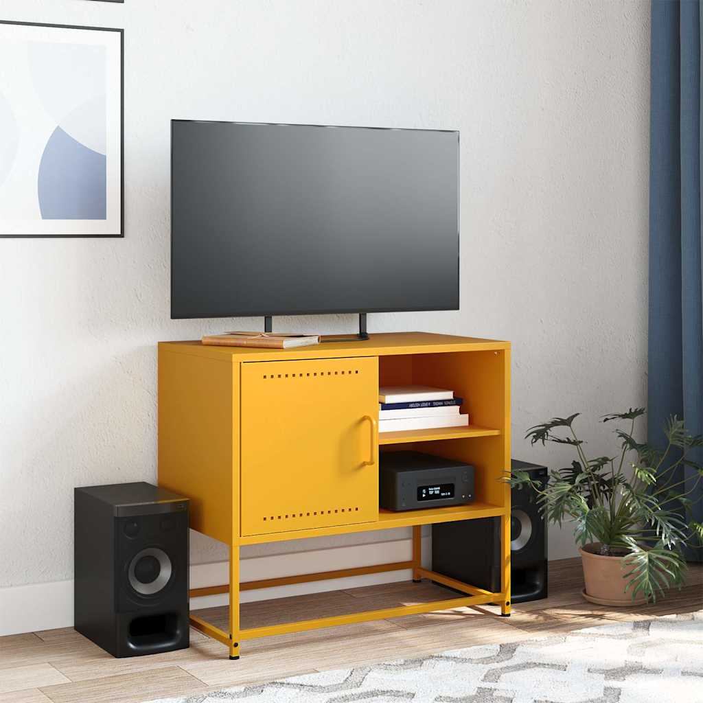 Meuble TV jaune moutarde 68x39x60,5 cm acier