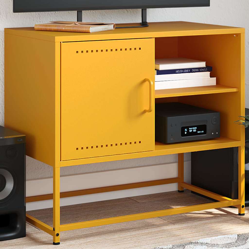 Meuble TV jaune moutarde 68x39x60,5 cm acier