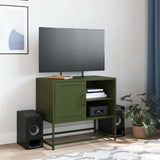 Meuble TV vert olive 68x39x60,5 cm acier