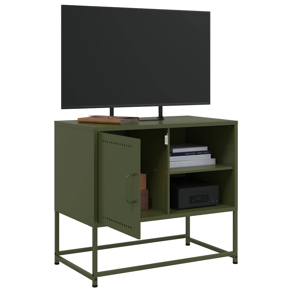 Meuble TV vert olive 68x39x60,5 cm acier