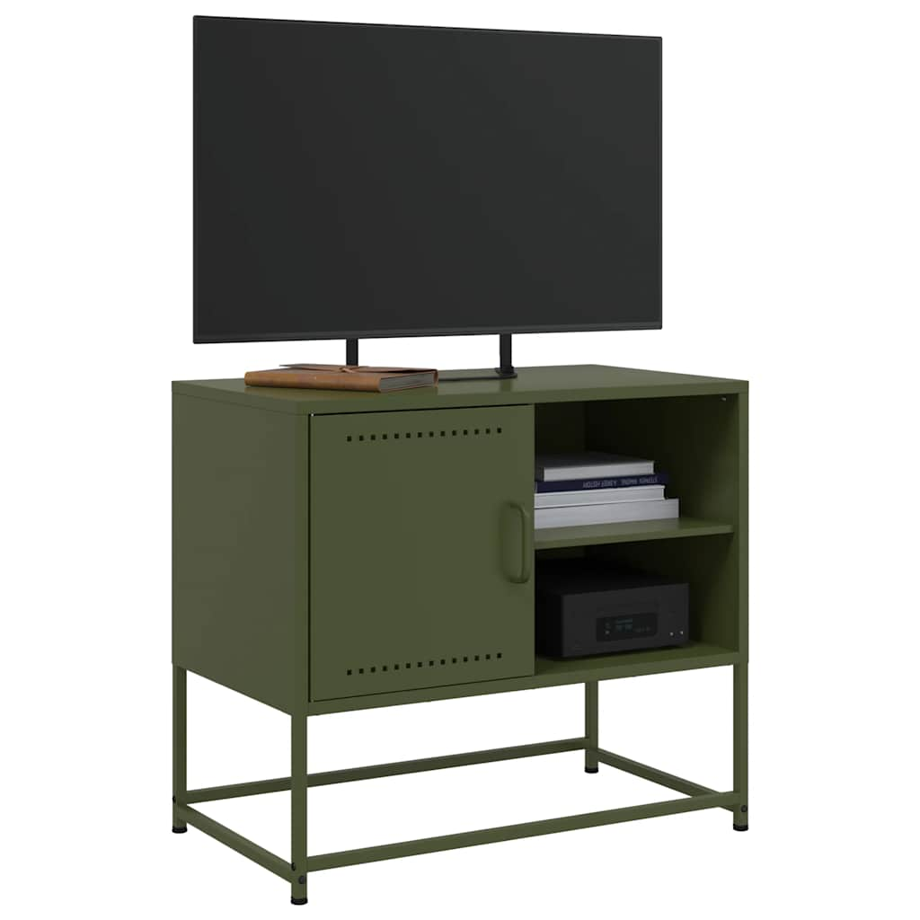 Meuble TV vert olive 68x39x60,5 cm acier