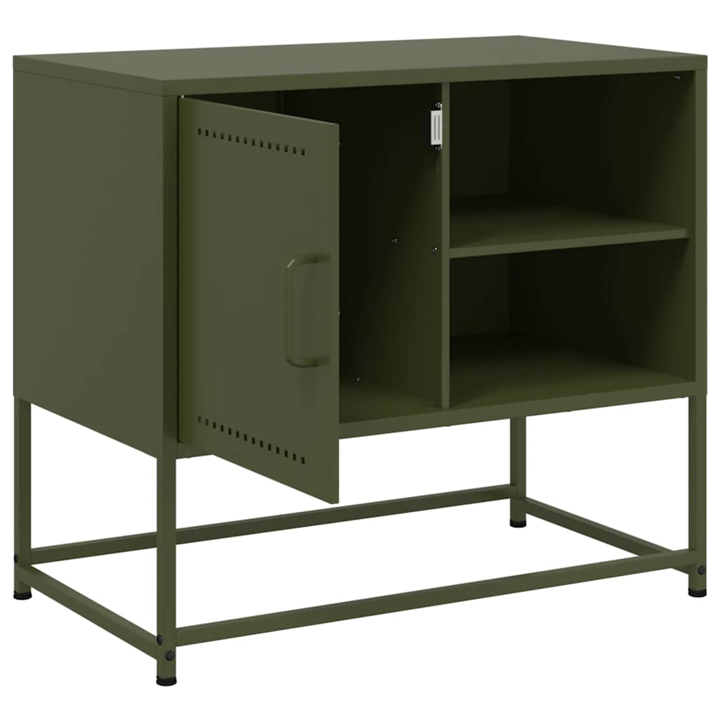 Meuble TV vert olive 68x39x60,5 cm acier