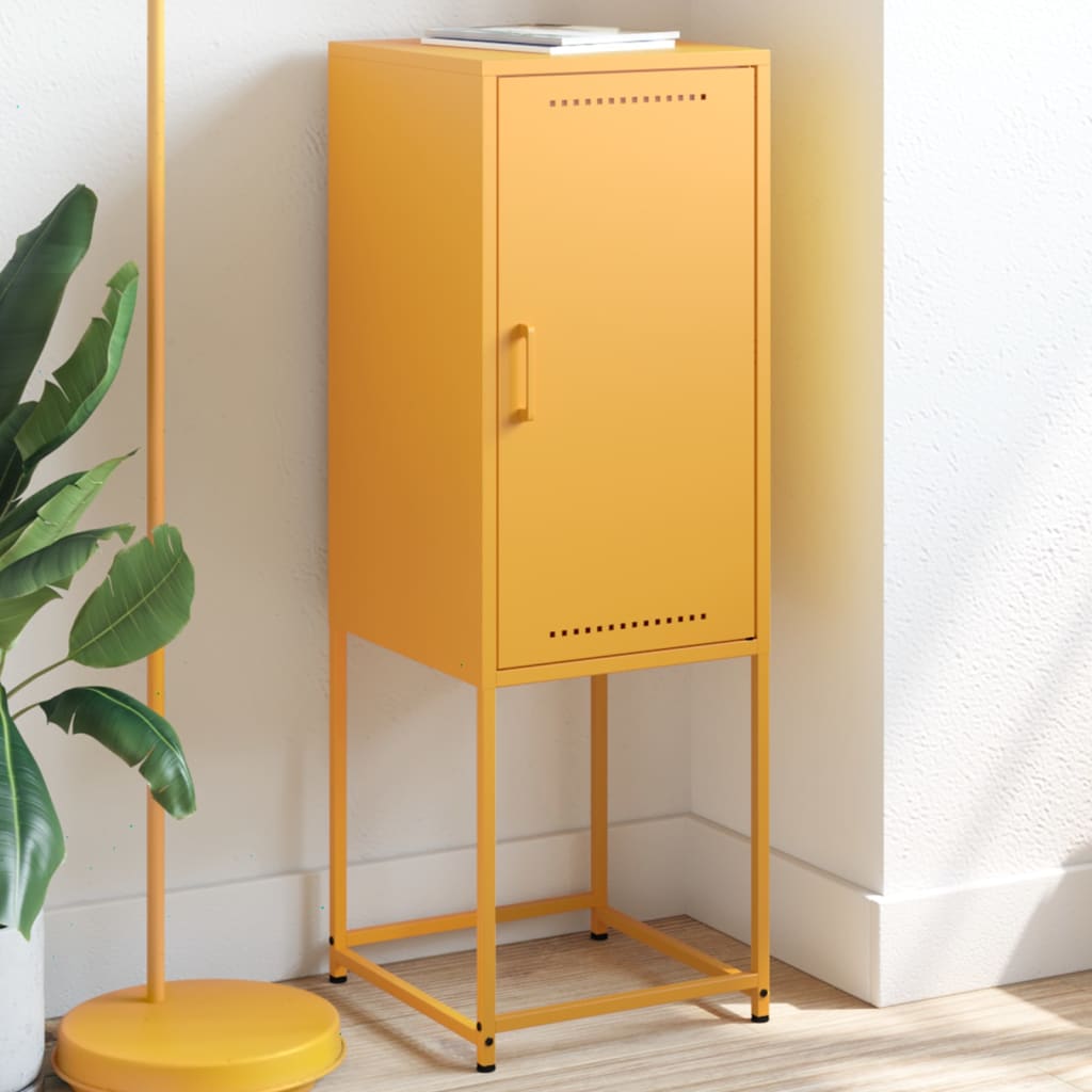 Buffet jaune moutarde 36x39x107 cm acier