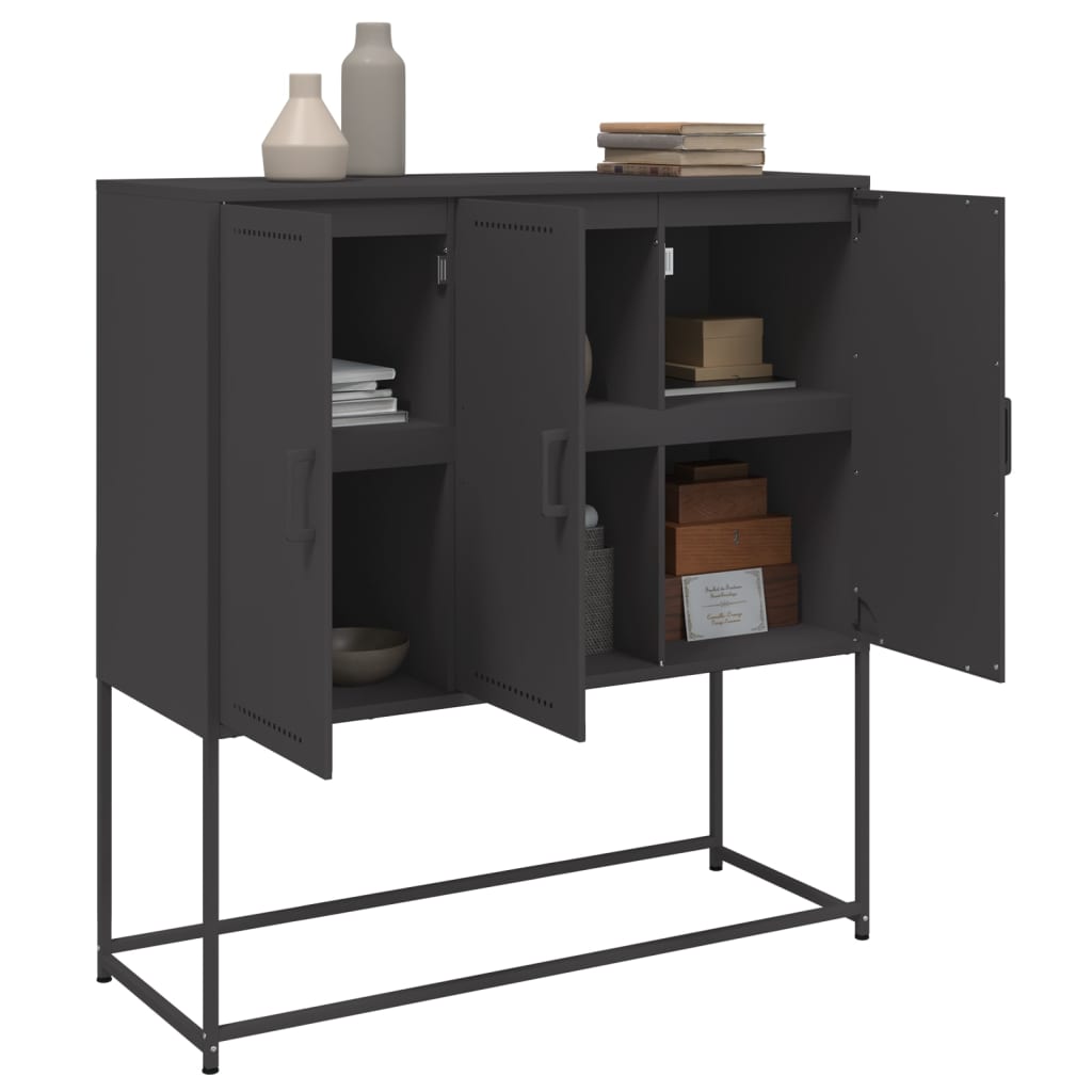 Black high sideboard 100.5x39x107 cm steel