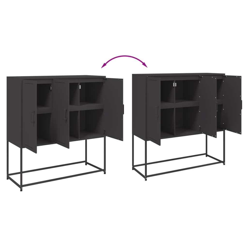 Black high sideboard 100.5x39x107 cm steel