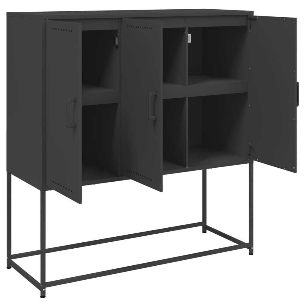 Black high sideboard 100.5x39x107 cm steel