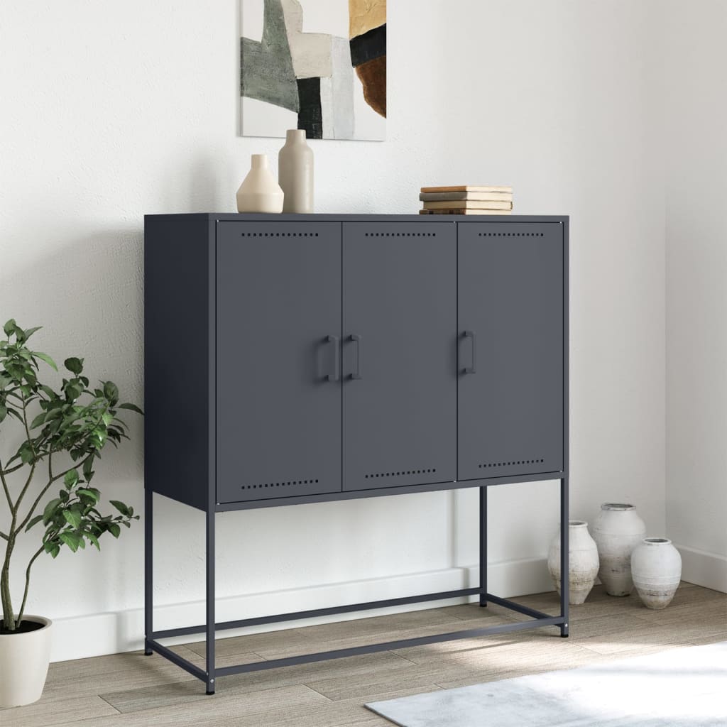 Buffet haut anthracite 100,5x39x107 cm acier