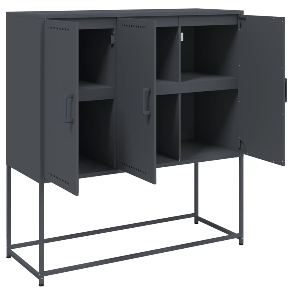 Buffet haut anthracite 100,5x39x107 cm acier