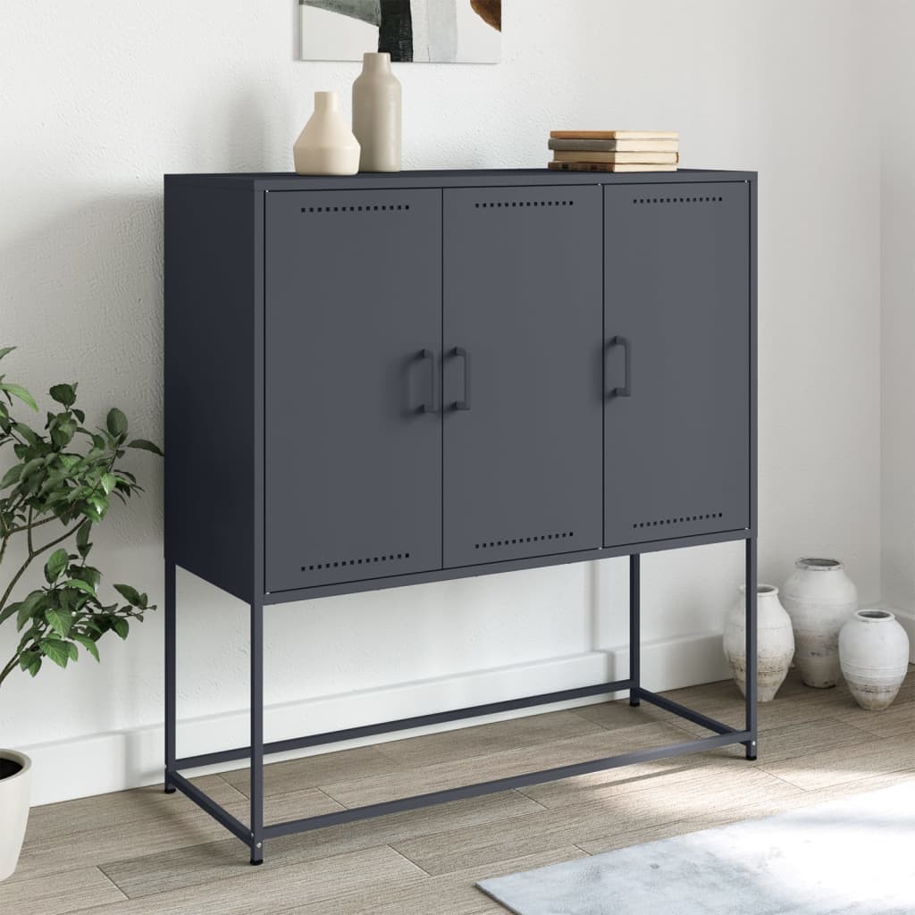 Buffet haut anthracite 100,5x39x107 cm acier