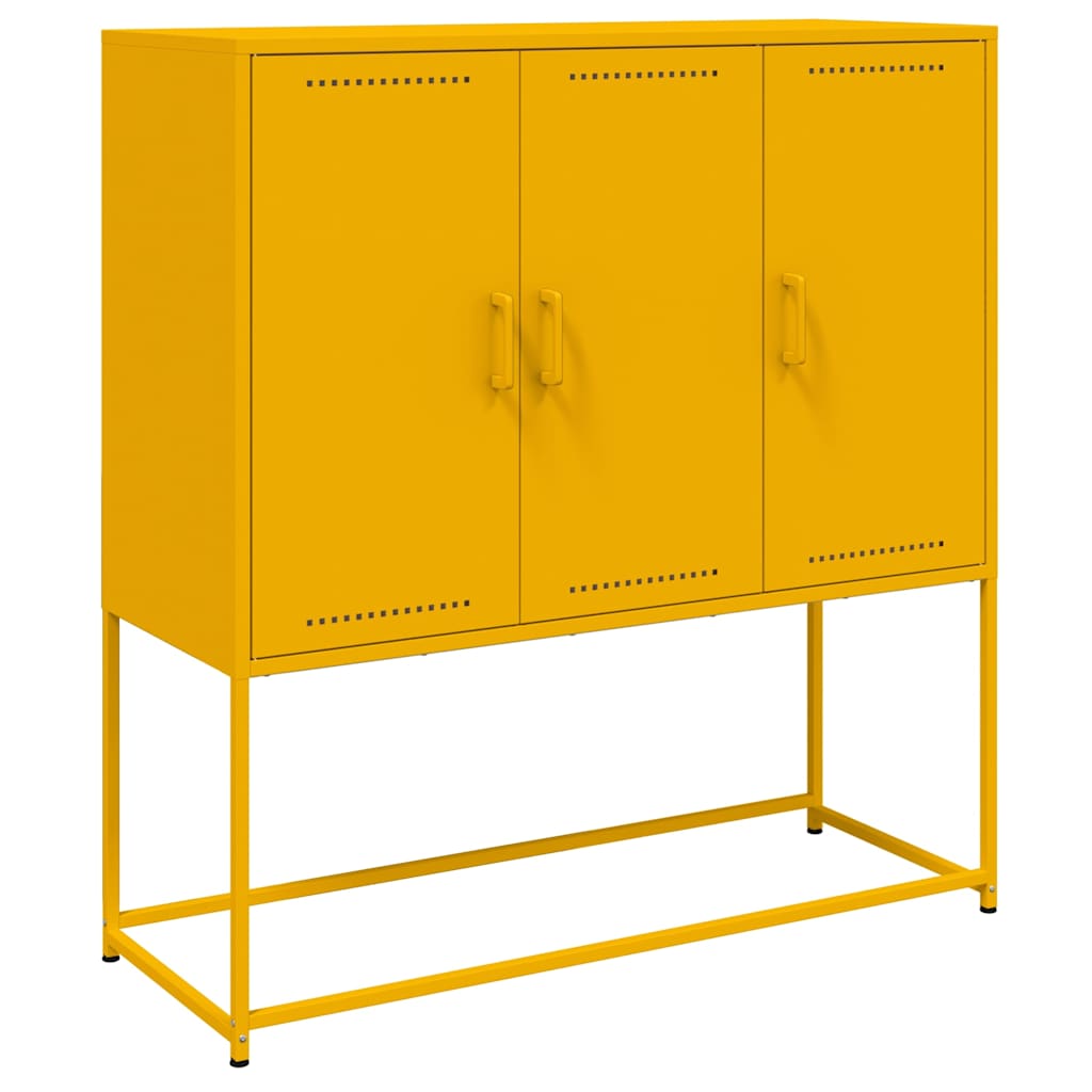 Buffet haut jaune moutarde 100,5x39x107 cm acier