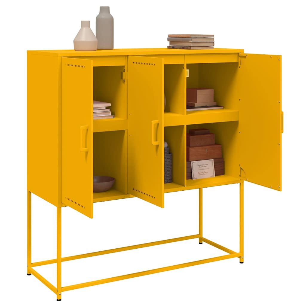 Buffet haut jaune moutarde 100,5x39x107 cm acier