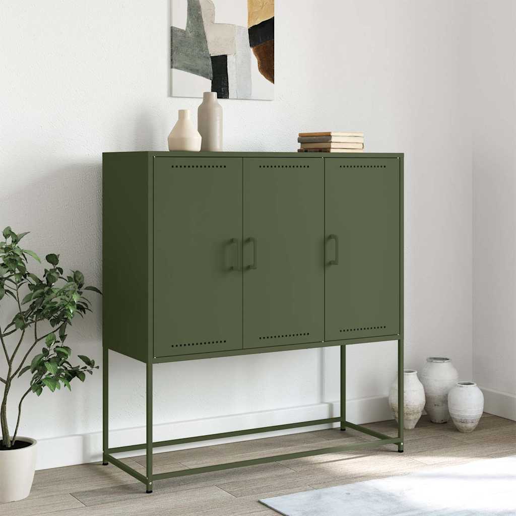 Buffet haut vert olive 100,5x39x107 cm acier