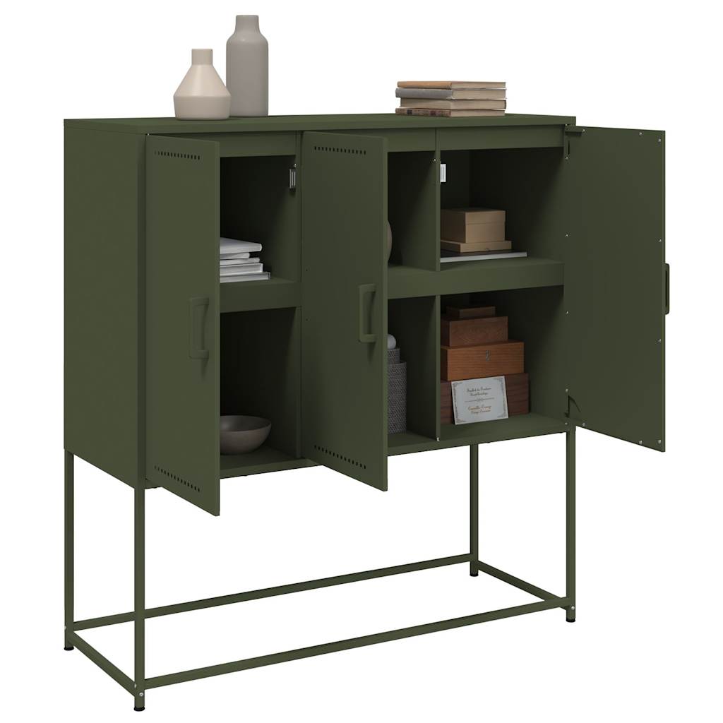 Buffet haut vert olive 100,5x39x107 cm acier