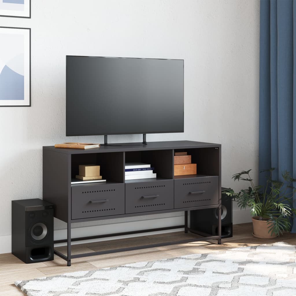 Black TV cabinet 100.5x39x60.5 cm steel