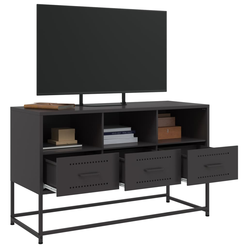 Black TV cabinet 100.5x39x60.5 cm steel