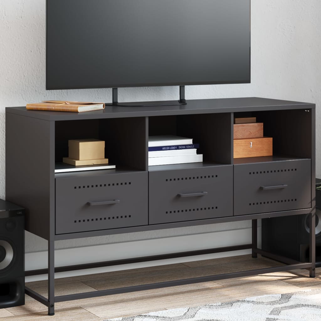 Black TV cabinet 100.5x39x60.5 cm steel