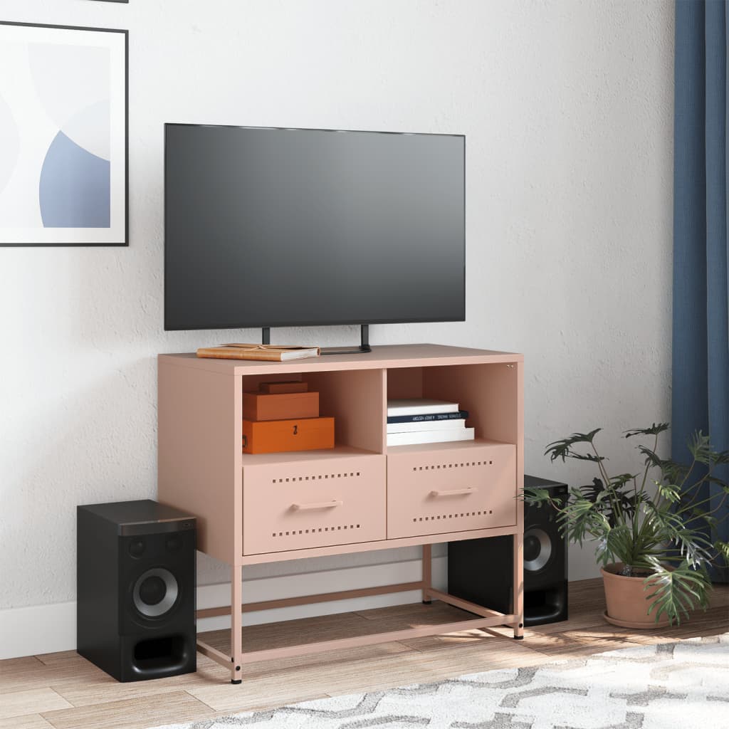 Meuble TV rose 68x39x60,5 cm acier