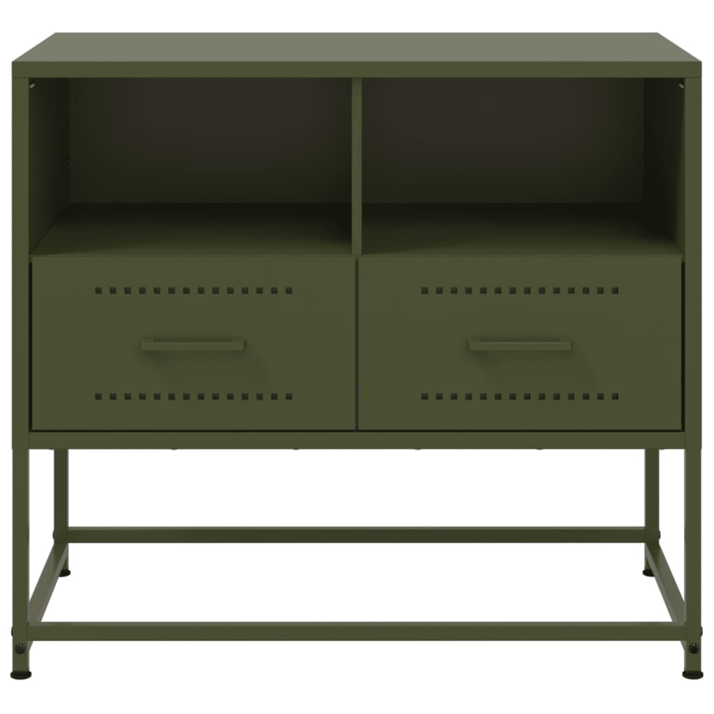 Meuble TV vert olive 68x39x60,5 cm acier