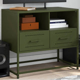 Meuble TV vert olive 68x39x60,5 cm acier