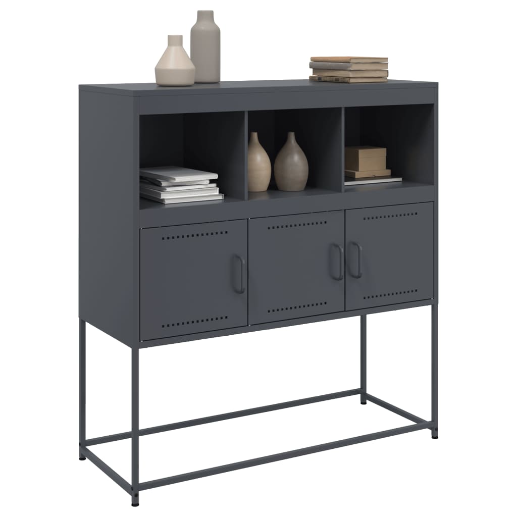 Buffet anthracite 100,5x39x107 cm acier