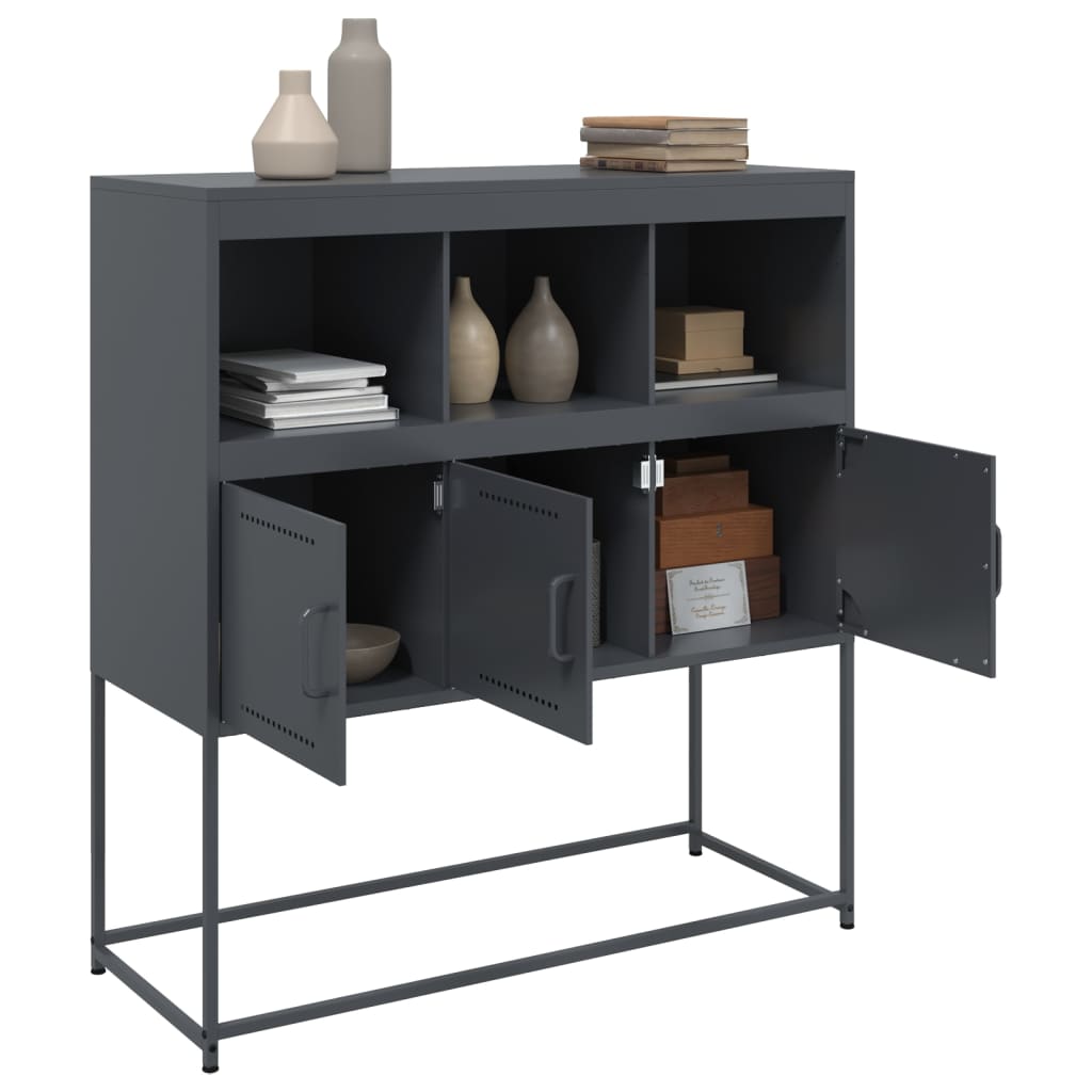 Buffet anthracite 100,5x39x107 cm acier