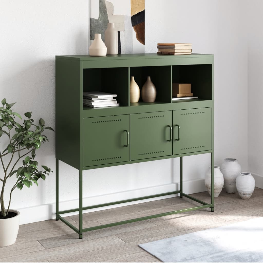 Buffet vert olive 100,5x39x107 cm acier