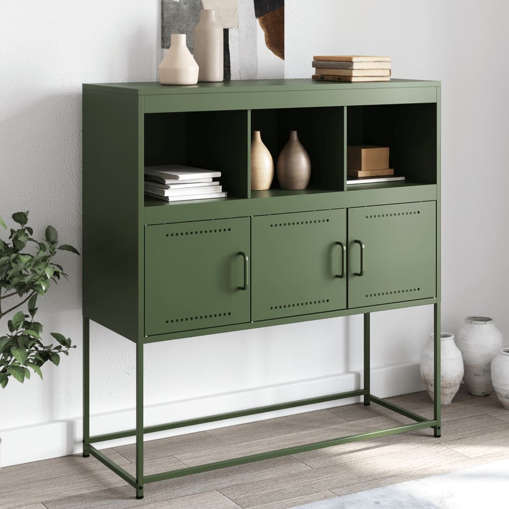 Buffet vert olive 100,5x39x107 cm acier