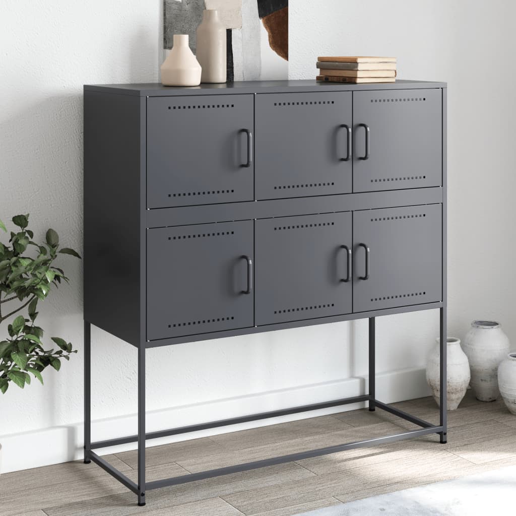 Buffet anthracite 100,5x39x107 cm acier