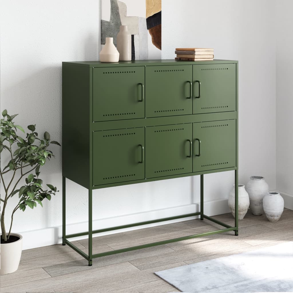 Olivgrünes Sideboard 100,5x39x107 cm aus Stahl