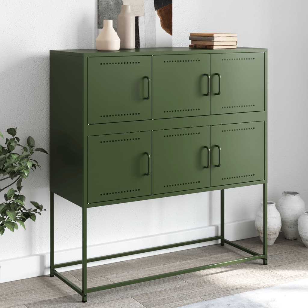 Olivgrünes Sideboard 100,5x39x107 cm aus Stahl