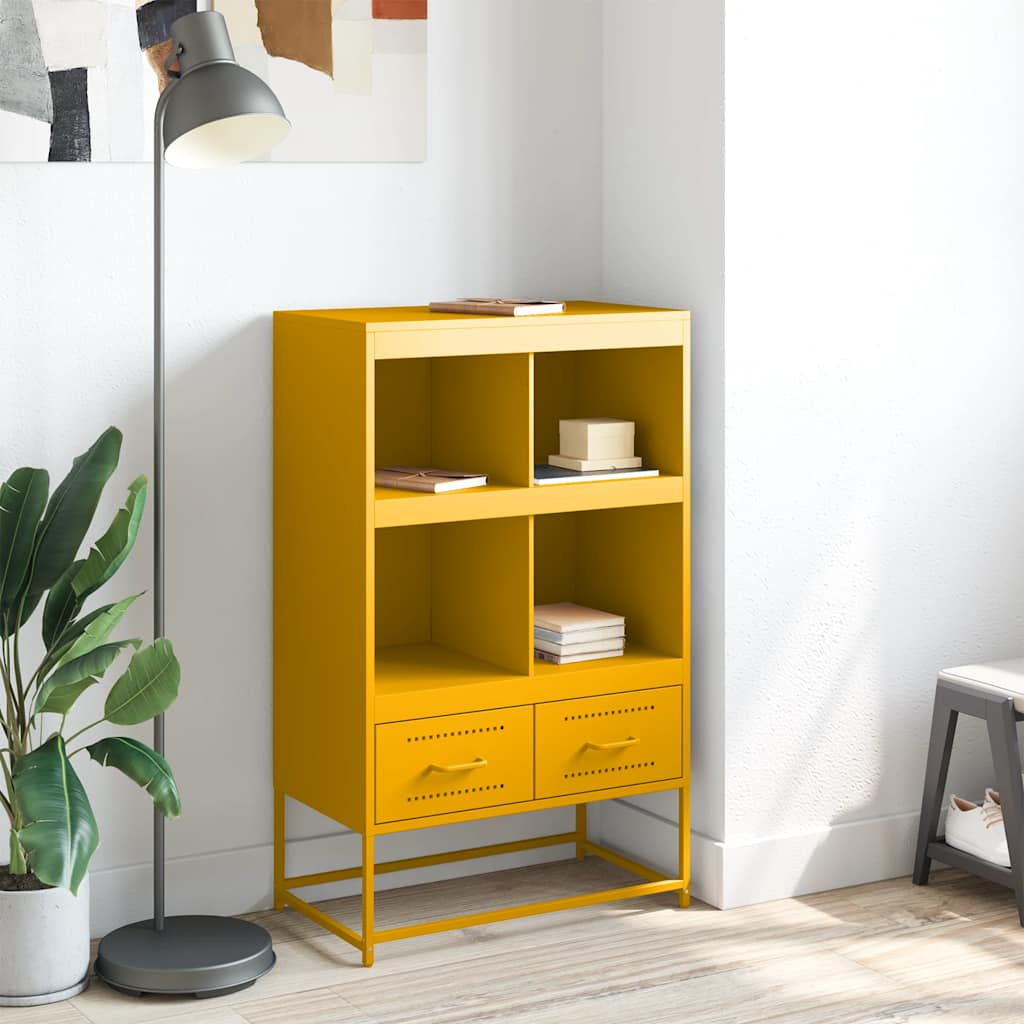 Buffet haut jaune moutarde 68x39x111,5 cm acier