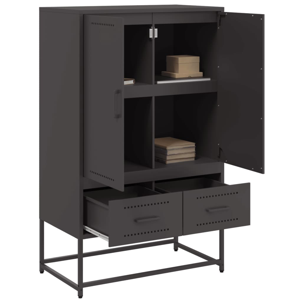 Buffet haut noir 68x39x111,5 cm acier