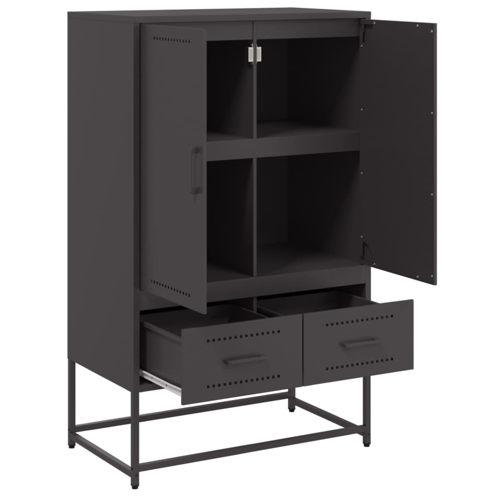 Buffet haut noir 68x39x111,5 cm acier