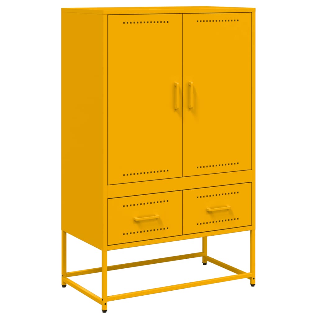 Mustard yellow high sideboard 68x39x111.5 cm steel