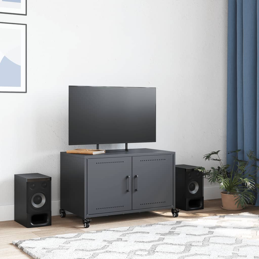 Meuble TV anthracite 68x39x43,5 cm acier