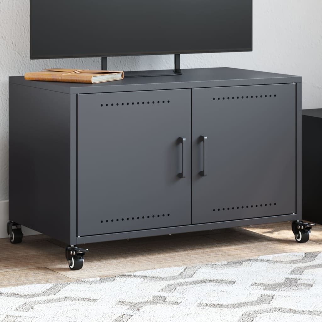 Meuble TV anthracite 68x39x43,5 cm acier