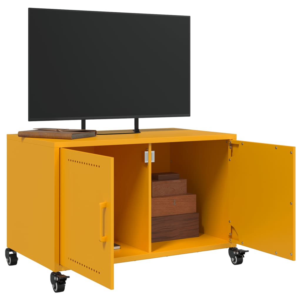 Meuble TV jaune moutarde 68x39x43,5 cm acier