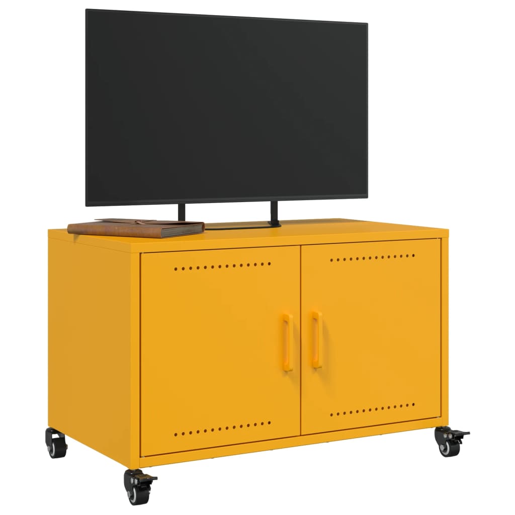 Meuble TV jaune moutarde 68x39x43,5 cm acier